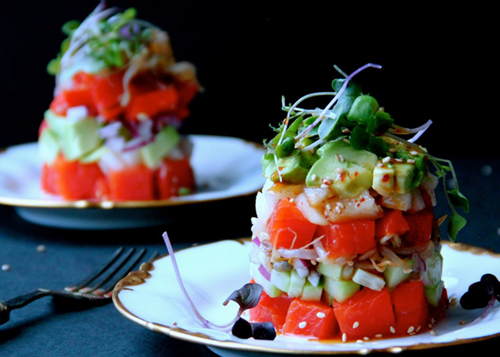 Hawaiian BBQ Salmon Stacks