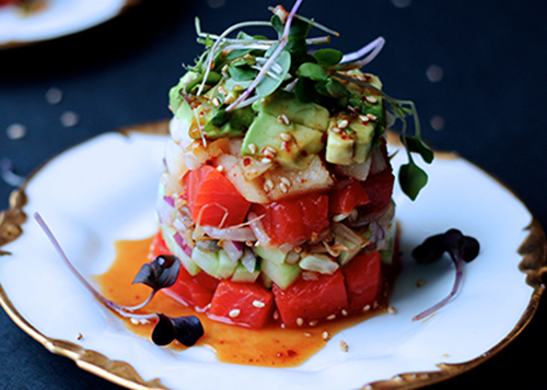 Hawaiian BBQ Salmon Stacks