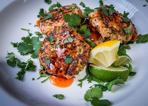 Thai Style Salmon Cakes with Parsley, Lemon and Lime